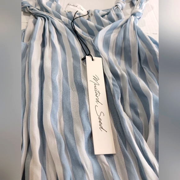 Mustard Seed Women's (Size S) Blue-Gray & White Stripe Mini Dress (NWT) - Picture 4 of 11